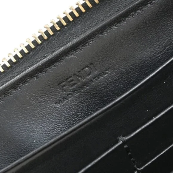 FENDI By The Way Logo Long Zip Around Wallet Leather Black - Picture 11 of 14